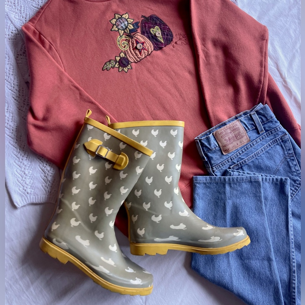 Dunlop Chicken 🐓 rubber tall knee high boots rain boots size 11 farmer farm